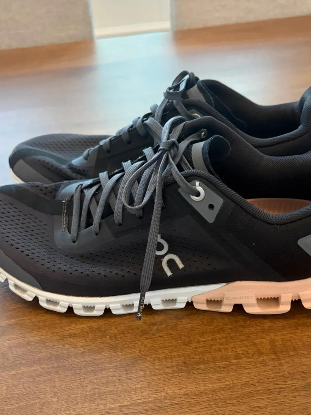 On Running Black and Peach Athletic Running Shoes - Picture 3 of 6